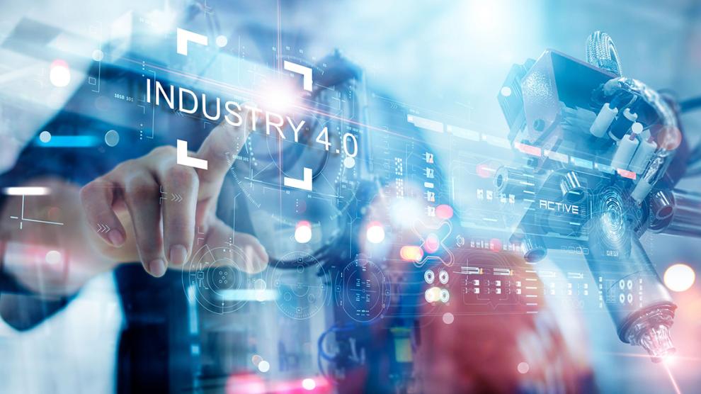 Industry 4.0 smart factory with robotic arm control interface